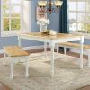 farmhouse solid wood dining set in black and white natural finish